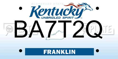 BA7T2Q Kentucky License Plate