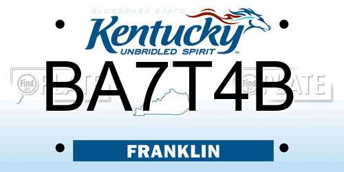 BA7T4B Kentucky License Plate