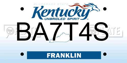 BA7T4S Kentucky License Plate