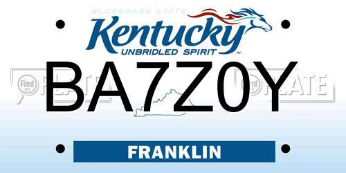 BA7Z0Y Kentucky License Plate