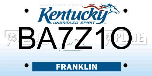 BA7Z1O Kentucky License Plate