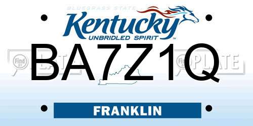 BA7Z1Q Kentucky License Plate