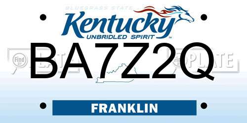 BA7Z2Q Kentucky License Plate