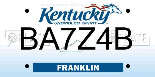 BA7Z4B Kentucky License Plate