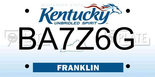 BA7Z6G Kentucky License Plate