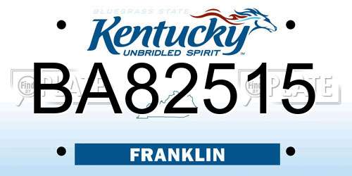 BA82515 Kentucky License Plate