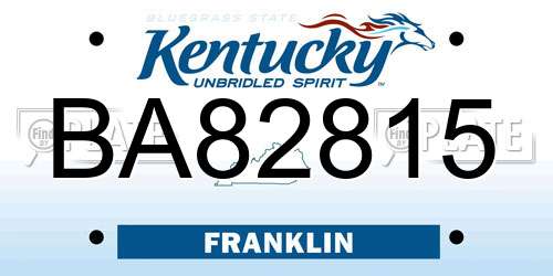 BA82815 Kentucky License Plate