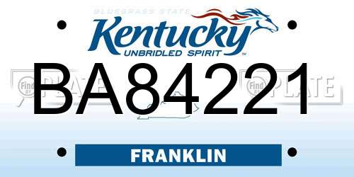BA84221 Kentucky License Plate