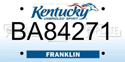 BA84271 Kentucky License Plate