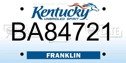 BA84721 Kentucky License Plate