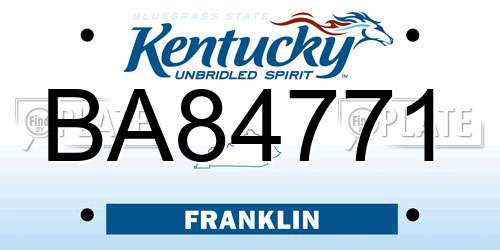 BA84771 Kentucky License Plate