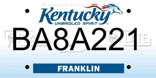 BA8A221 Kentucky License Plate