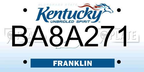 BA8A271 Kentucky License Plate