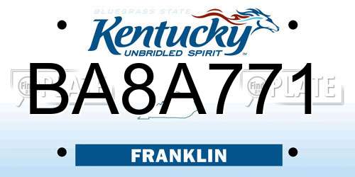 BA8A771 Kentucky License Plate