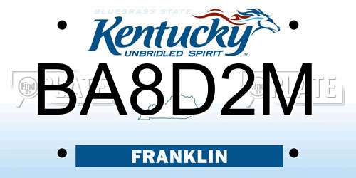 BA8D2M Kentucky License Plate