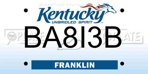 BA8I3B Kentucky License Plate