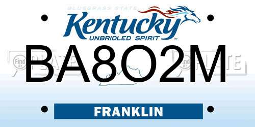 BA8O2M Kentucky License Plate