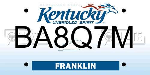 BA8Q7M Kentucky License Plate