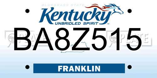 BA8Z515 Kentucky License Plate
