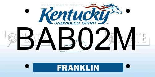 BAB02M Kentucky License Plate