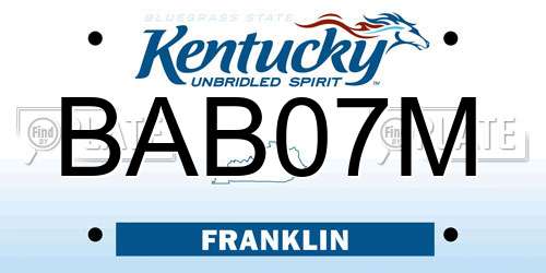BAB07M Kentucky License Plate