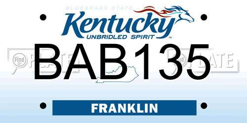 BAB135 Kentucky License Plate