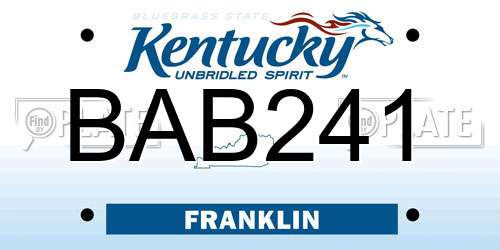 BAB241 Kentucky License Plate