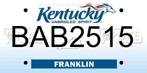 BAB2515 Kentucky License Plate