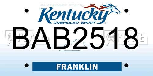 BAB2518 Kentucky License Plate