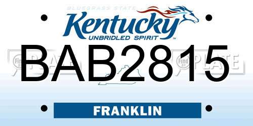 BAB2815 Kentucky License Plate
