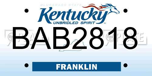 BAB2818 Kentucky License Plate