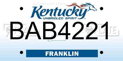 BAB4221 Kentucky License Plate
