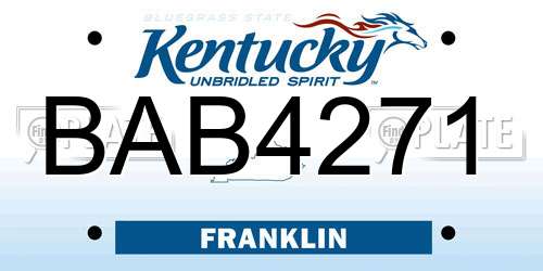 BAB4271 Kentucky License Plate