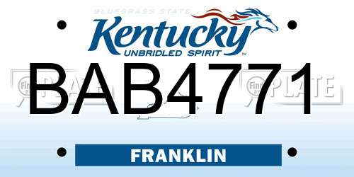 BAB4771 Kentucky License Plate