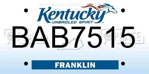 BAB7515 Kentucky License Plate