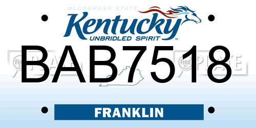 BAB7518 Kentucky License Plate