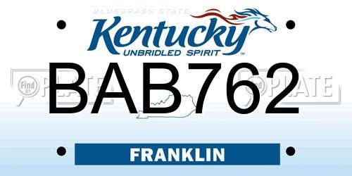 BAB762 Kentucky License Plate