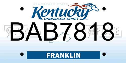 BAB7818 Kentucky License Plate