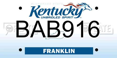 BAB916 Kentucky License Plate