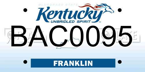 BAC0095 Kentucky License Plate