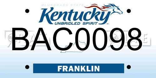 BAC0098 Kentucky License Plate