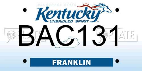 BAC131 Kentucky License Plate