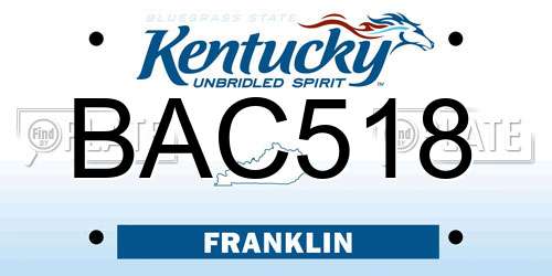 BAC518 Kentucky License Plate