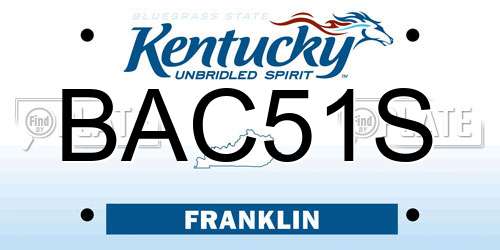 BAC51S Kentucky License Plate