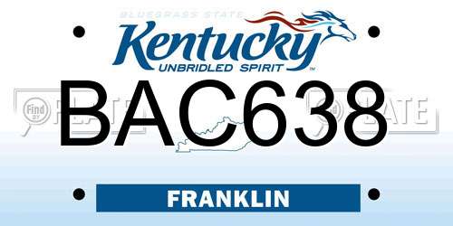 BAC638 Kentucky License Plate