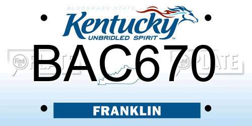 BAC670 Kentucky License Plate