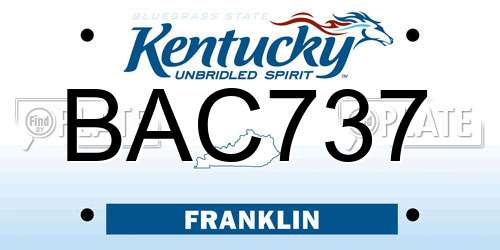 BAC737 Kentucky License Plate