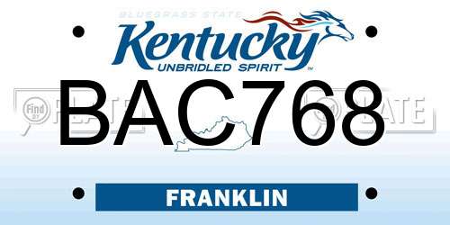 BAC768 Kentucky License Plate