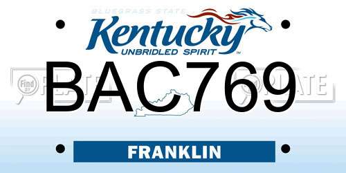 BAC769 Kentucky License Plate