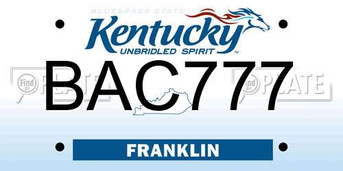 BAC777 Kentucky License Plate